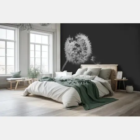 Papier peint souffle de pissenlit en noir et blanc – Wallnifity®