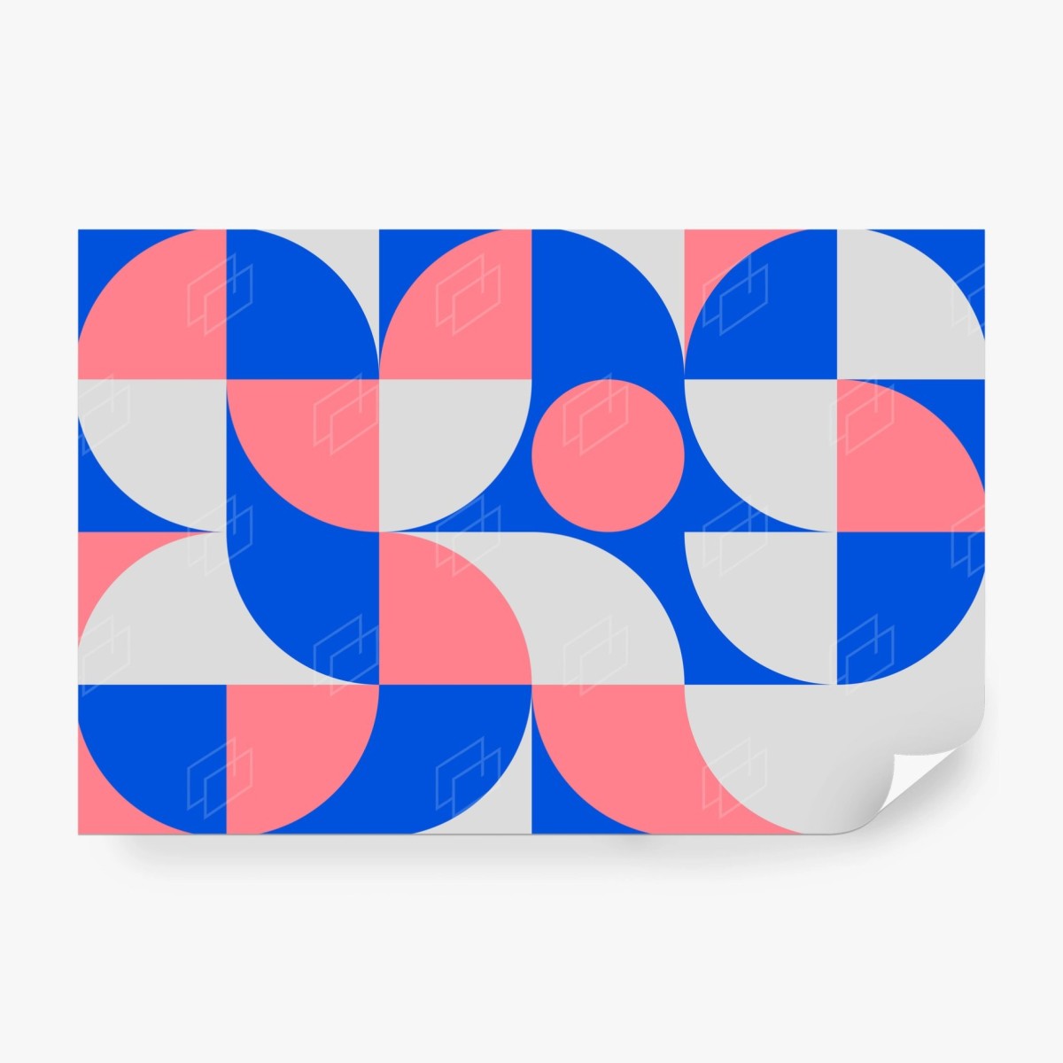 Papier peint composition géométrique scandinave en bleu et rose – Wallnifity®