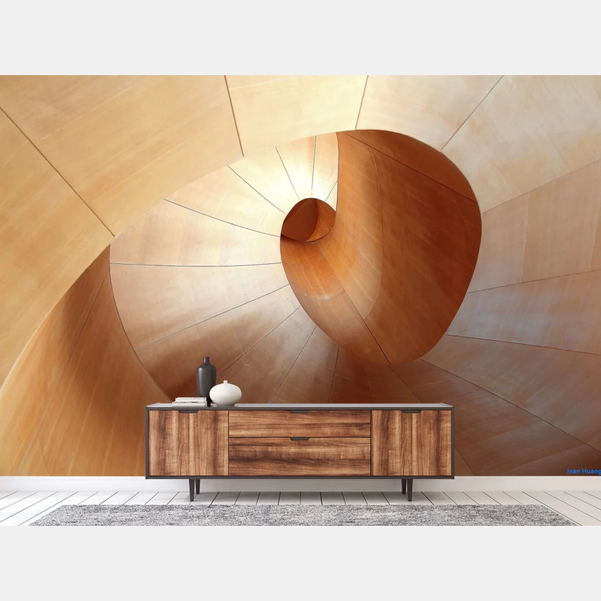 Papier peint spirale architecturale en bois – Wallnifity® Papier peint spirale architecturale en bois – Wallnifity®