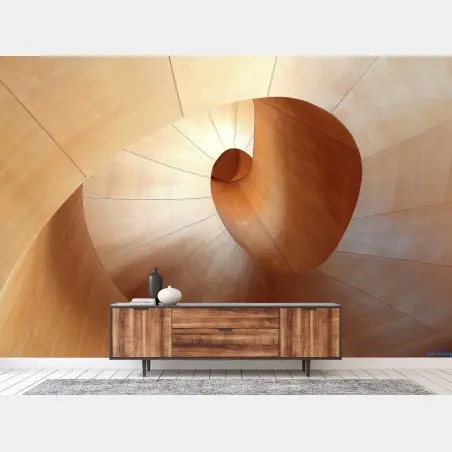 Papier peint spirale architecturale en bois – Wallnifity®