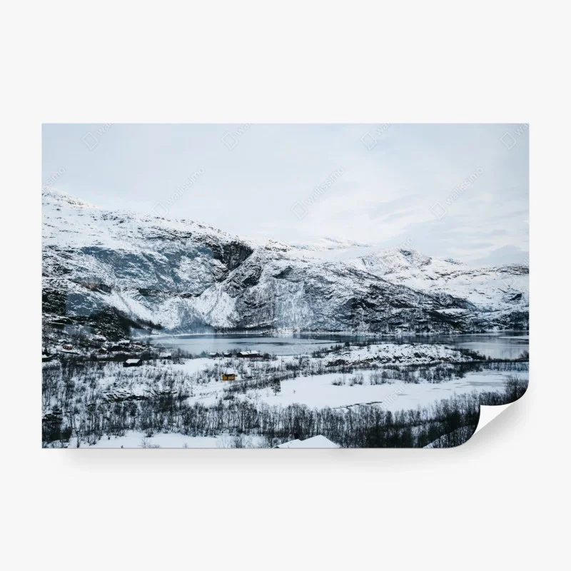 Papier peint calme hivernal au bord du fjord enneigé – Wallnifity® Papier peint calme hivernal au bord du fjord enneigé – Wallnifity®