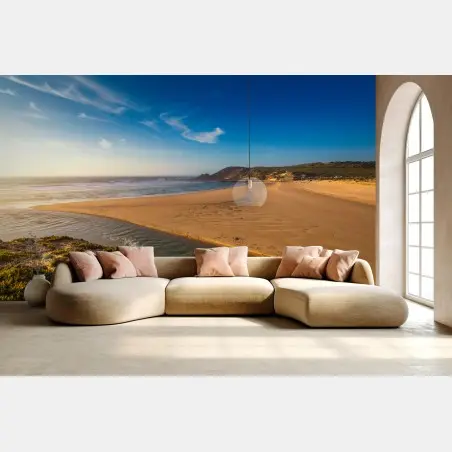 Papier peint paysage côtier Praia da Amoreira, Algarve au coucher de soleil – Wallnifity®