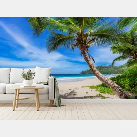 Papier peint plage tropicale au cocotier – Wallnifity®