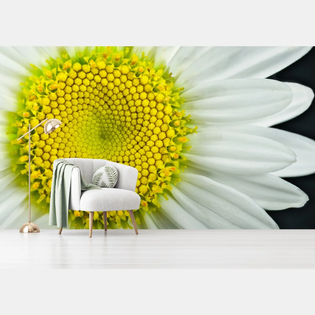 Papier peint marguerite en gros plan : spirale botanique – Wallnifity® Papier peint marguerite en gros plan : spirale botanique – Wallnifity®