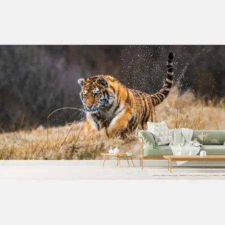 Papier peint tigre de Sibérie en plein élan – Wallnifity®