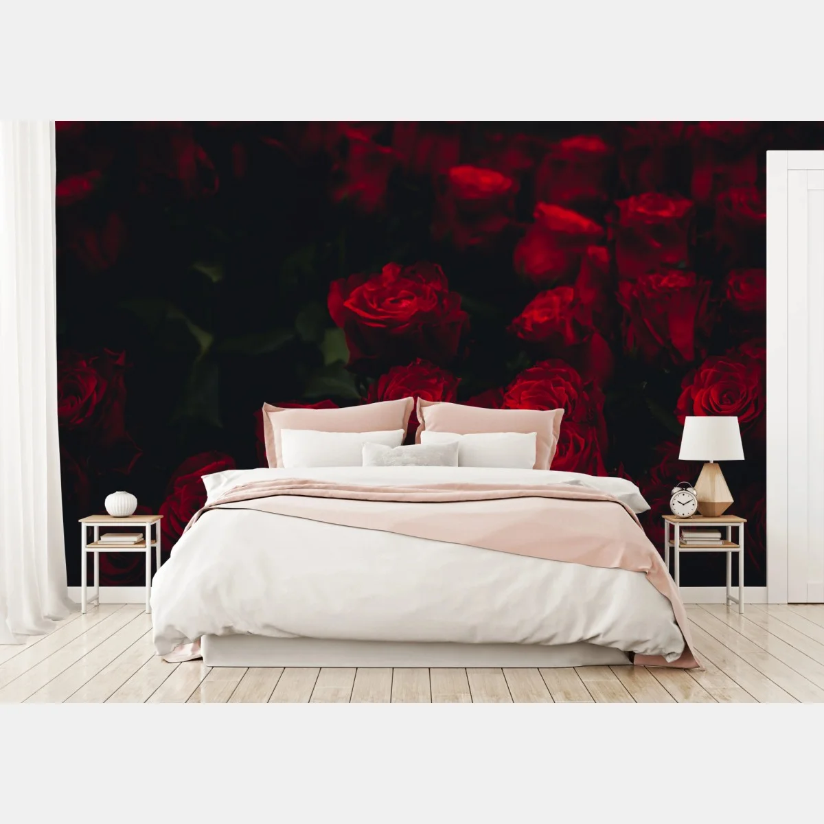 Papier peint roses rouges en clair-obscur – Wallnifity® Papier peint roses rouges en clair-obscur – Wallnifity®