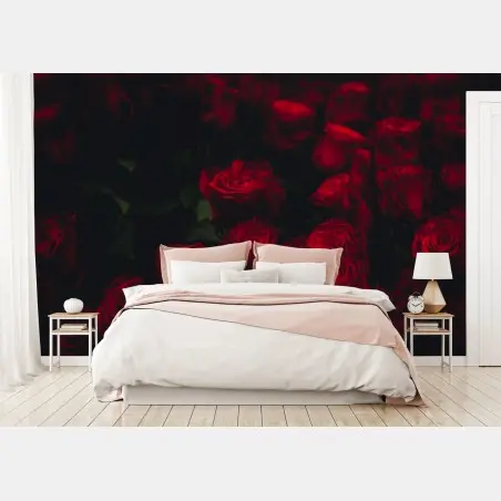 Papier peint roses rouges en clair-obscur – Wallnifity®