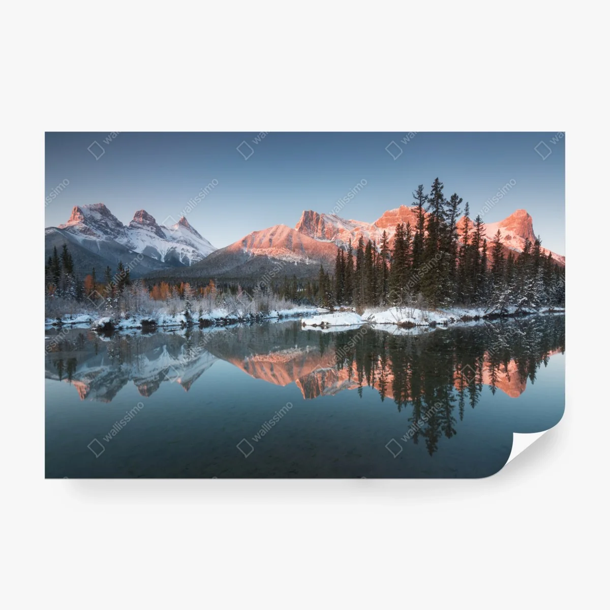 Papier peint aurore sur montagnes enneigées et reflet paisible – Wallnifity® Papier peint aurore sur montagnes enneigées et reflet paisible – Wallnifity®