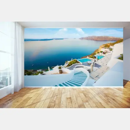 Papier peint escapade méditerranéenne à Santorin – Wallnifity®
