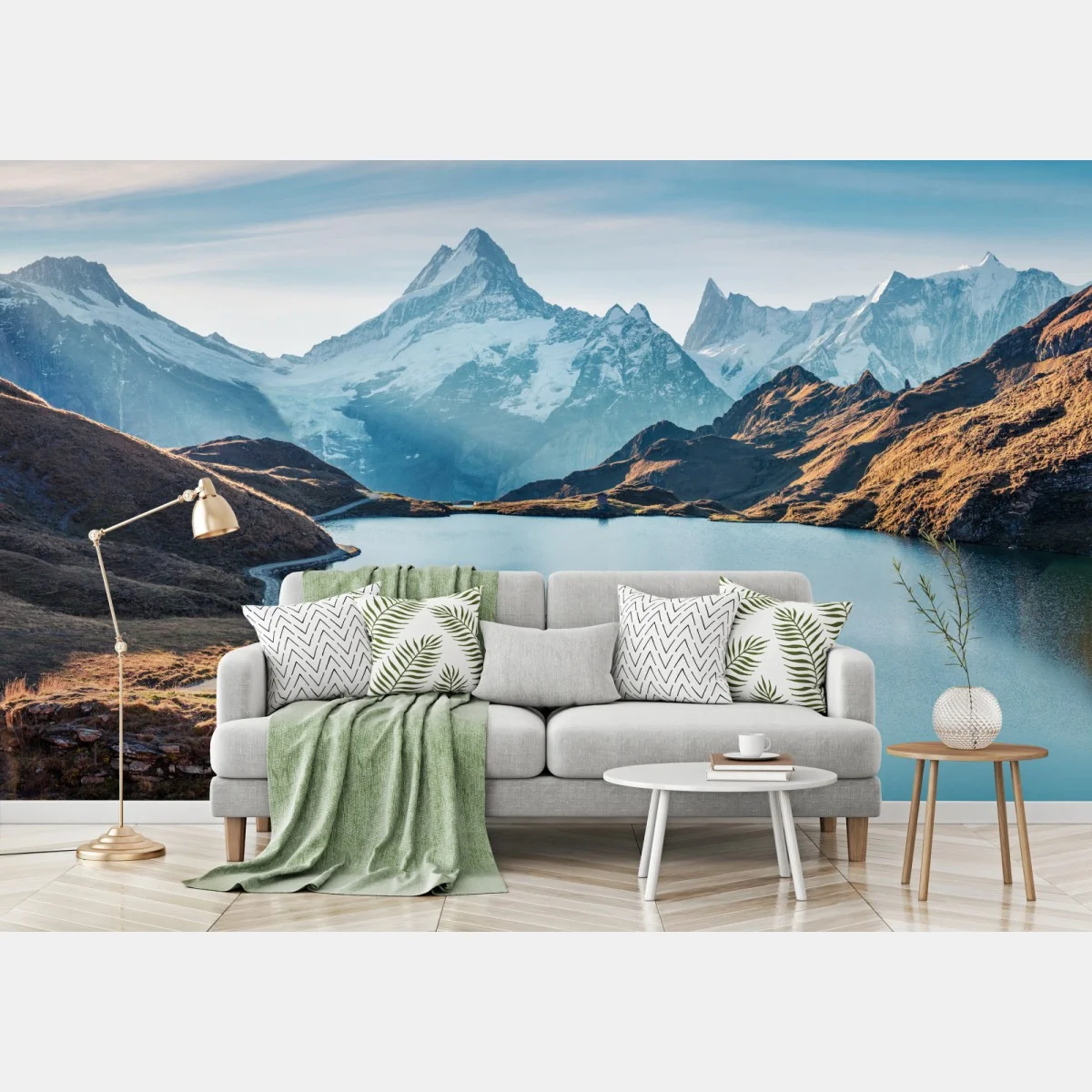 Papier peint panorama alpin du lac Bachalpsee au lever du soleil – Wallnifity® Papier peint panorama alpin du lac Bachalpsee au lever du soleil – Wallnifity®