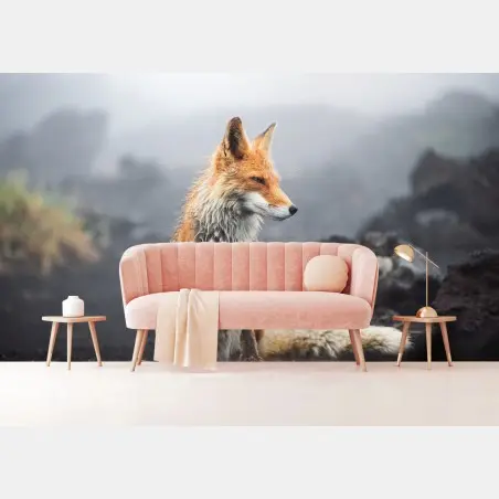 Papier peint renard roux dans la brume – Wallnifity®