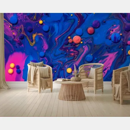 Papier peint vortex chromatique bleu et rose – Wallnifity®