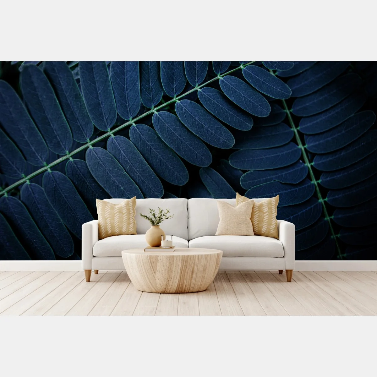 Papier peint feuillage bleu profond en motif artistique – Wallnifity® Papier peint feuillage bleu profond en motif artistique – Wallnifity®