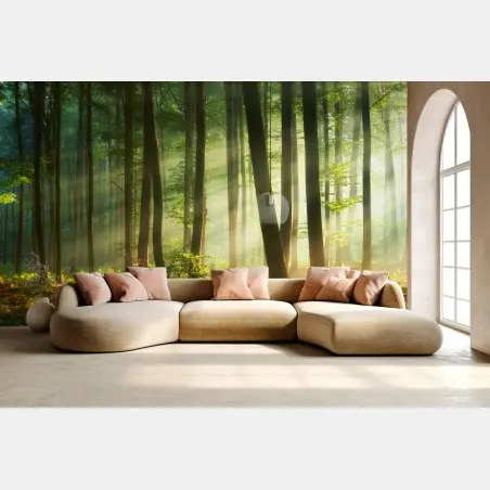 Papier peint forêt en lumière matinale – Wallnifity®