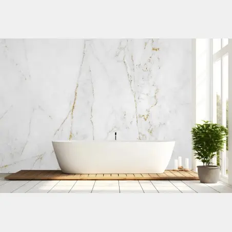 Papier peint marbre blanc aux veinures dorées – Wallnifity®