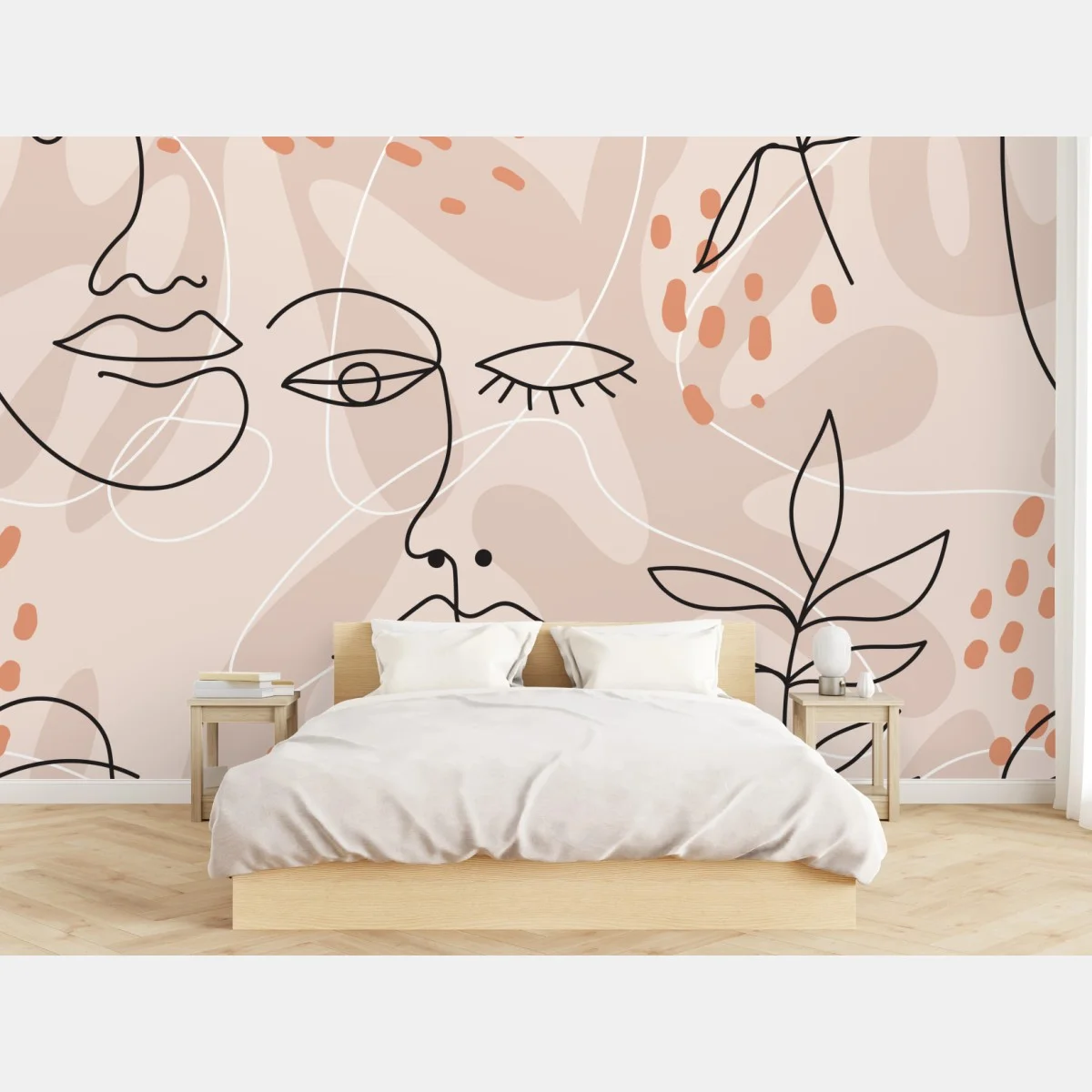 Papier peint visages en tracé continu sur fond pastel – Wallnifity® Papier peint visages en tracé continu sur fond pastel – Wallnifity®
