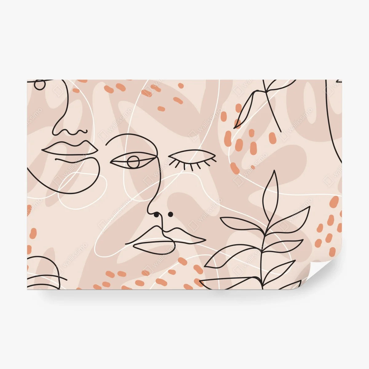 Papier peint visages en tracé continu sur fond pastel – Wallnifity® Papier peint visages en tracé continu sur fond pastel – Wallnifity®