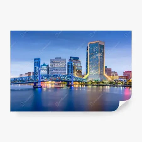 Papier peint ligne d'horizon de Jacksonville au crépuscule – Wallnifity®