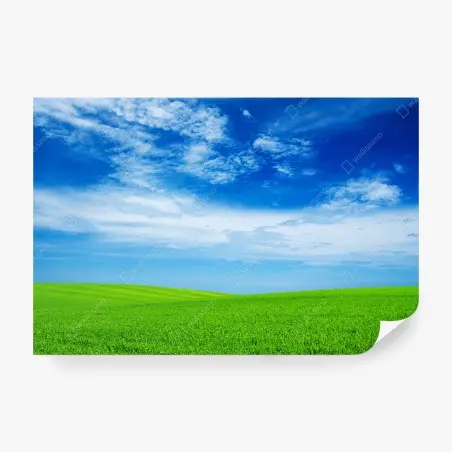 Papier peint horizon verdoyant sous ciel bleu – Wallnifity®