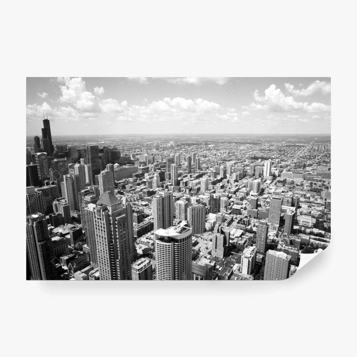 Papier peint ligne d'horizon de Chicago en noir et blanc – Wallnifity® Papier peint ligne d'horizon de Chicago en noir et blanc – Wallnifity®