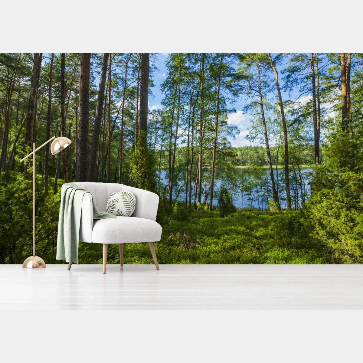 Papier peint paysage forestier au bord du lac – Wallnifity® Papier peint paysage forestier au bord du lac – Wallnifity®