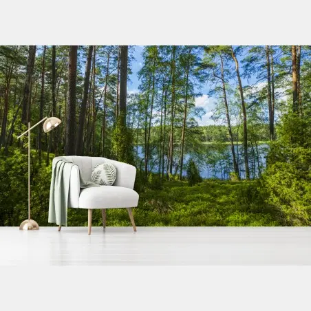 Papier peint paysage forestier au bord du lac – Wallnifity®