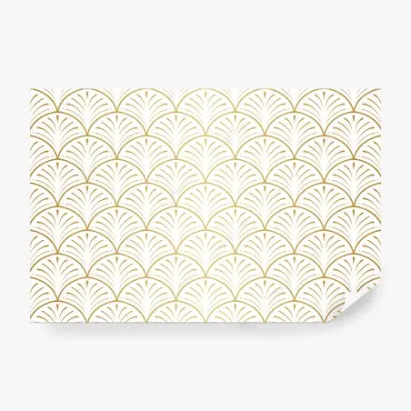 Papier peint motif art déco doré en éventail – Wallnifity®