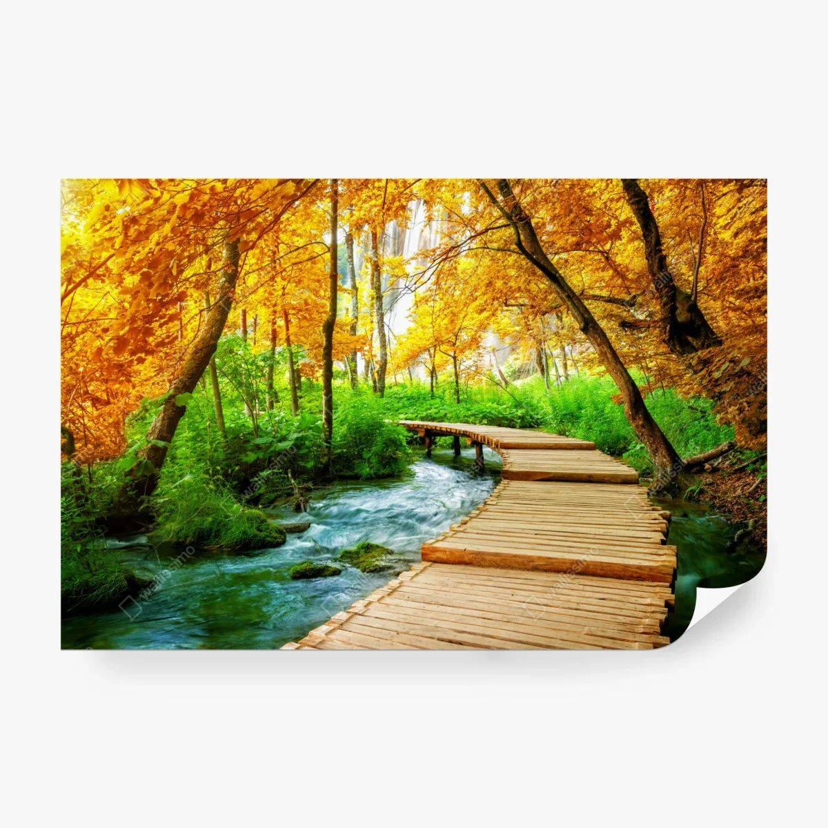 Papier peint chemin en bois au bord des lacs de Plitvice en automne – Wallnifity® Papier peint chemin en bois au bord des lacs de Plitvice en automne – Wallnifity®