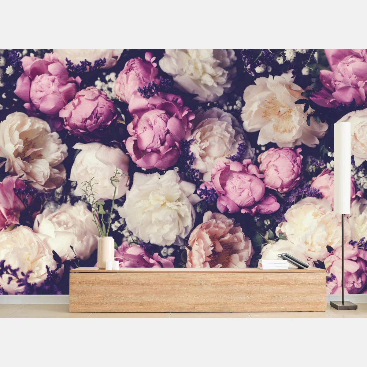 Papier peint composition de pivoines pastel et romantiques – Wallnifity® Papier peint composition de pivoines pastel et romantiques – Wallnifity®
