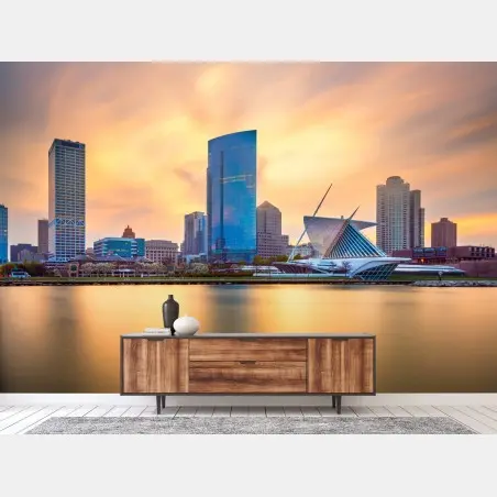 Papier peint crépuscule doré sur Milwaukee – Wallnifity®