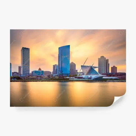 Papier peint crépuscule doré sur Milwaukee – Wallnifity®