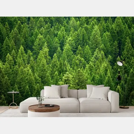 Papier peint forêt de pins émeraude – Wallnifity®
