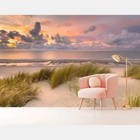 Papier peint coucher de soleil sur les dunes de Zélande – Wallnifity®
