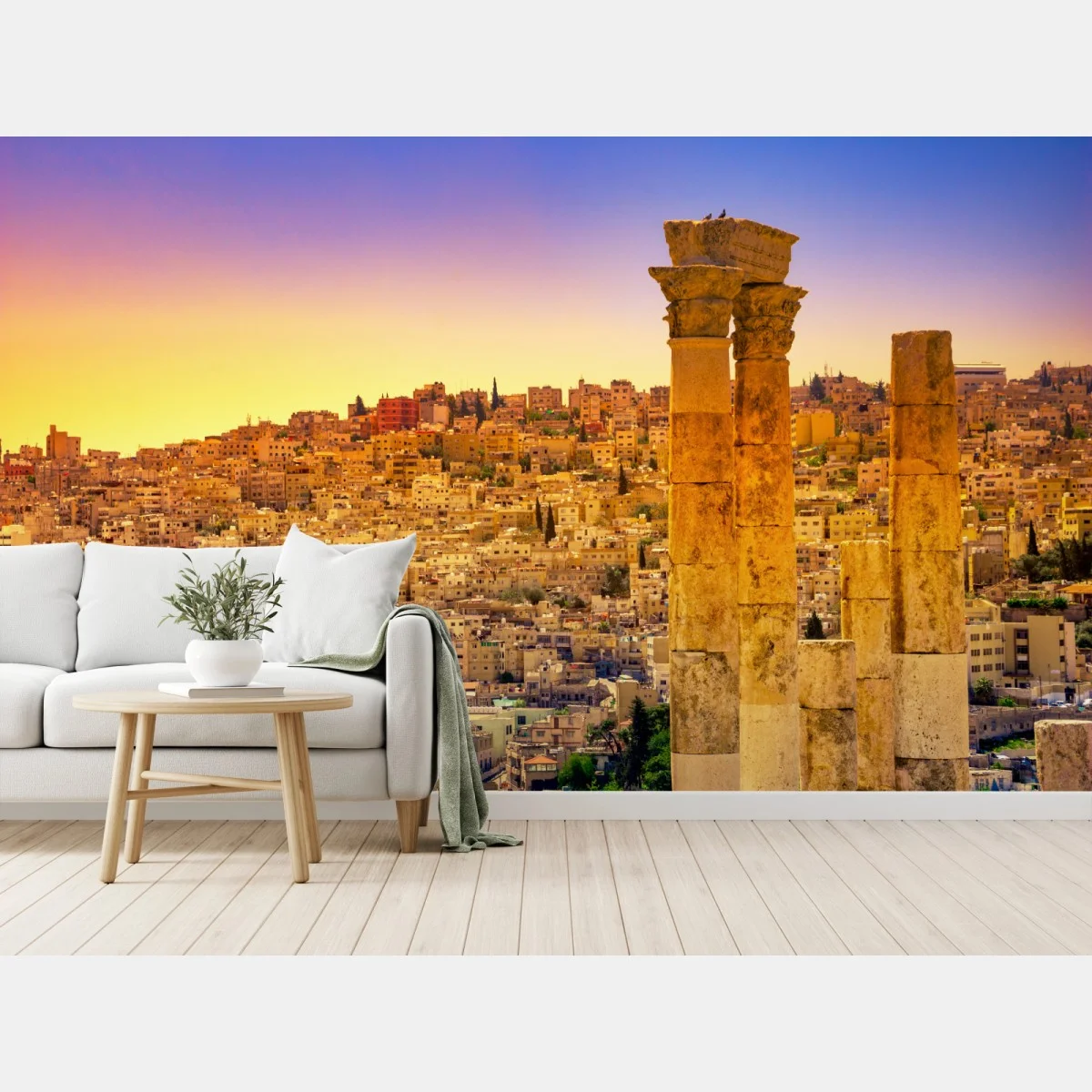 Papier peint panorama d'Amman et colonnes antiques – Wallnifity® Papier peint panorama d'Amman et colonnes antiques – Wallnifity®