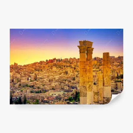Papier peint panorama d'Amman et colonnes antiques – Wallnifity®