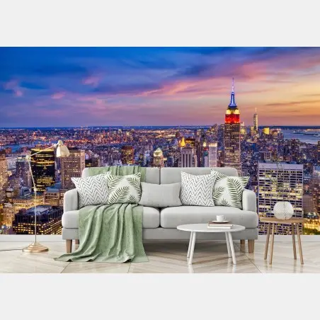 Papier peint crépuscule sur New York — Empire State Building illuminé – Wallnifity®