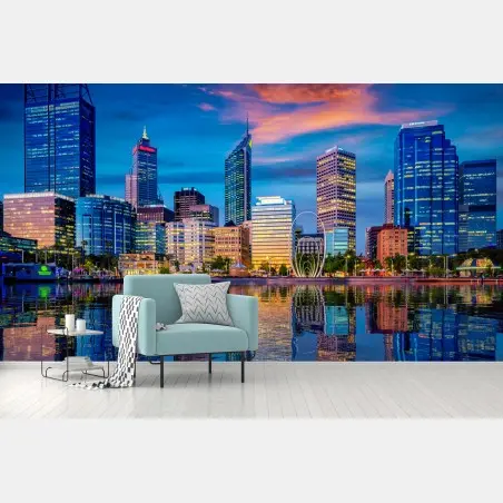Papier peint coucher de soleil sur le panorama de Perth – Wallnifity®