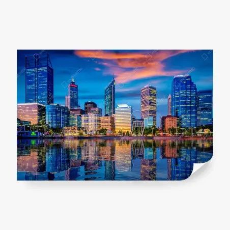 Papier peint coucher de soleil sur le panorama de Perth – Wallnifity®