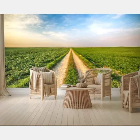 Papier peint chemin rural vers l'horizon – Wallnifity®