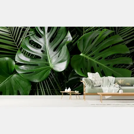 Papier peint motif feuilles tropicales luxuriantes – Wallnifity®