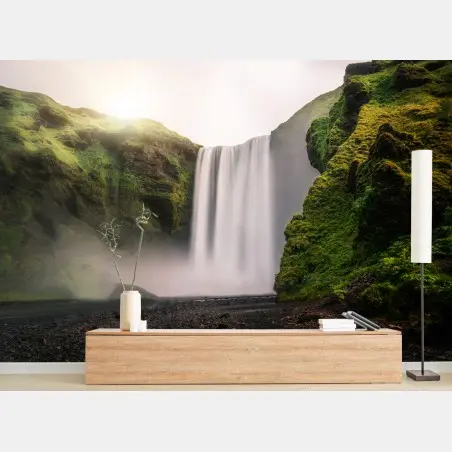 Papier peint Skógafoss : cascade majestueuse d'Islande – Wallnifity®