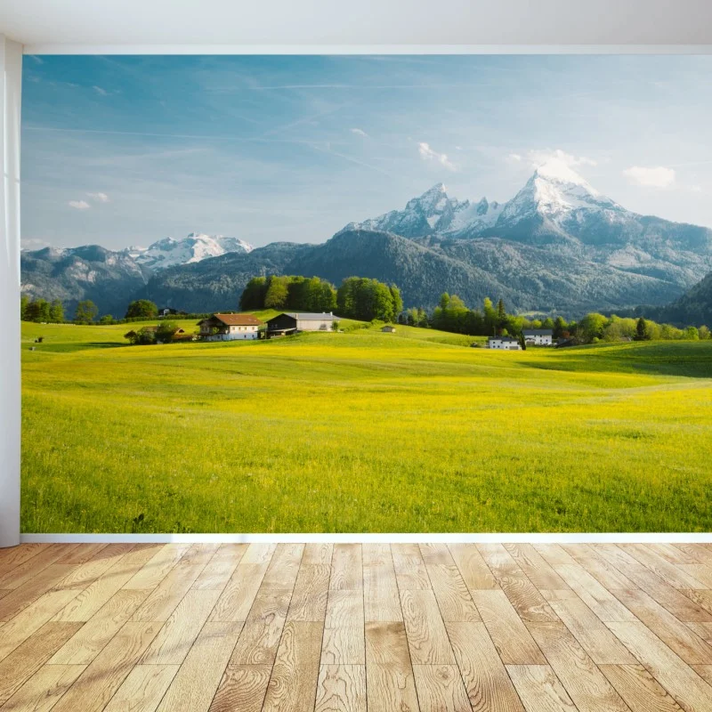 Papier peint panorama alpin printanier – Wallnifity® Papier peint panorama alpin printanier – Wallnifity®