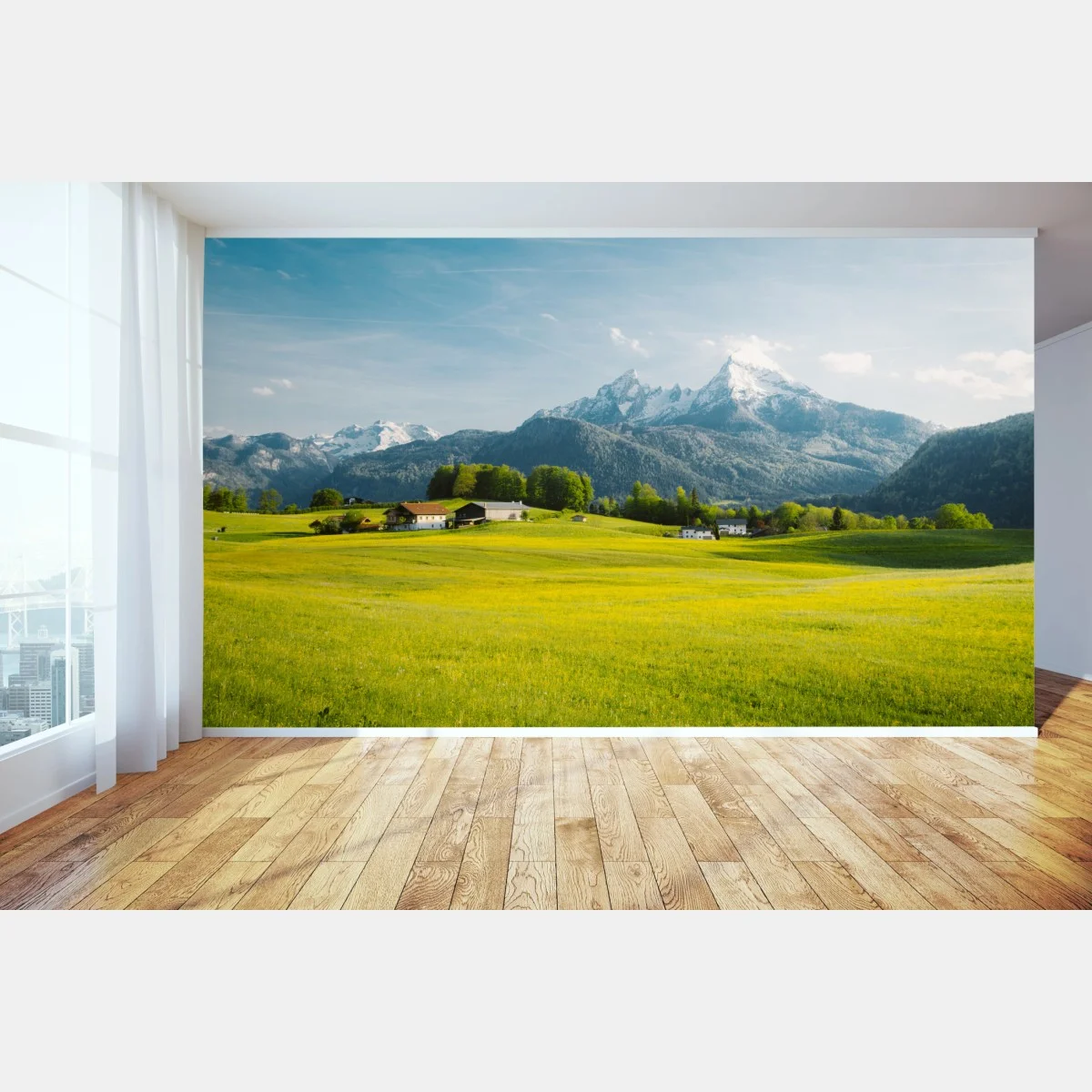 Papier peint panorama alpin printanier – Wallnifity® Papier peint panorama alpin printanier – Wallnifity®