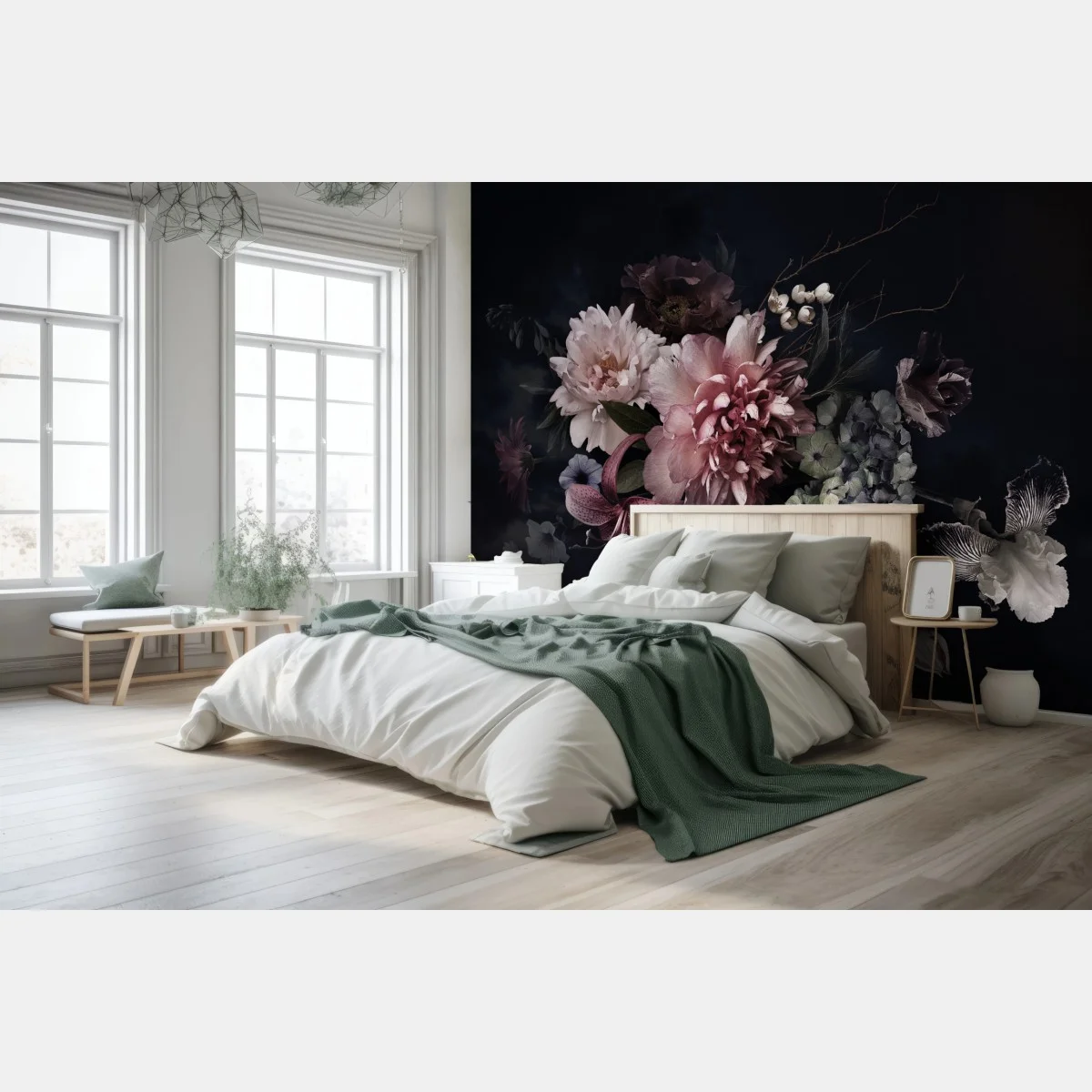 Papier peint composition florale nocturne et élégante – Wallnifity® Papier peint composition florale nocturne et élégante – Wallnifity®