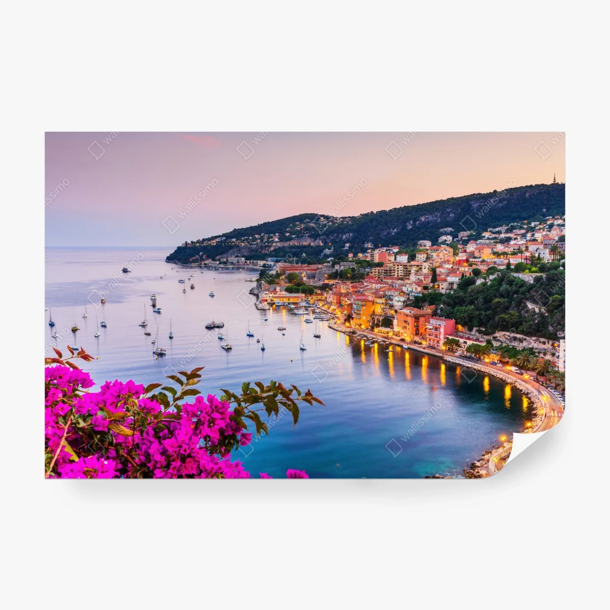Papier peint coucher de soleil sur la baie de Villefranche-sur-Mer – Wallnifity®