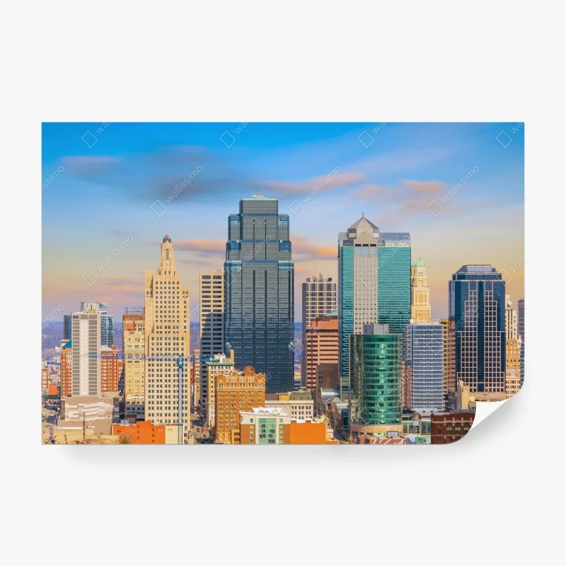 Papier peint skyline de Kansas City au crépuscule – Wallnifity®