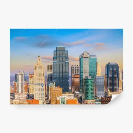 Papier peint skyline de Kansas City au crépuscule – Wallnifity®