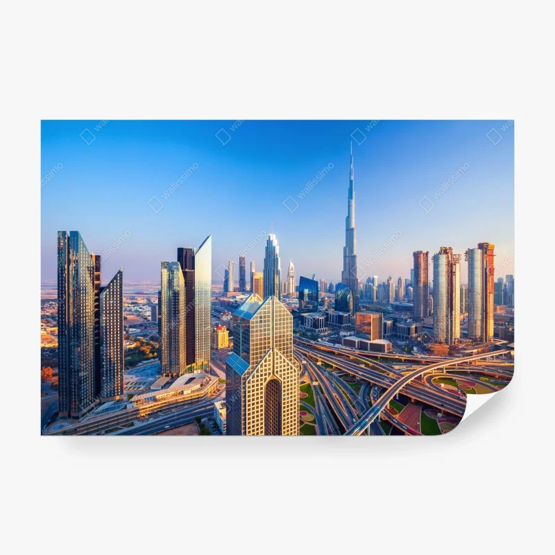 Papier peint skyline de Dubaï au coucher du soleil – Wallnifity®