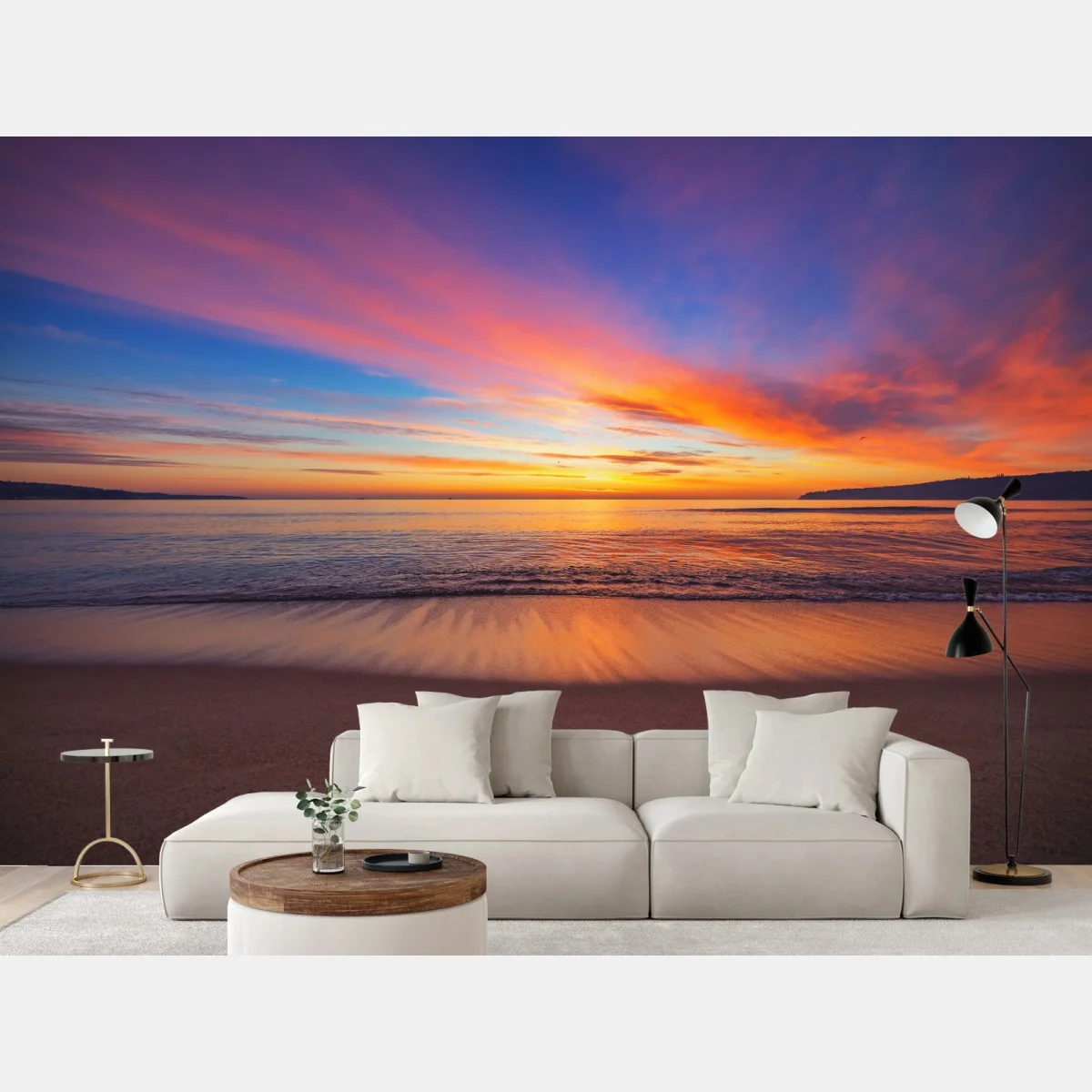 Papier peint lever de soleil vibrant sur l'horizon marin – Wallnifity® Papier peint lever de soleil vibrant sur l'horizon marin – Wallnifity®