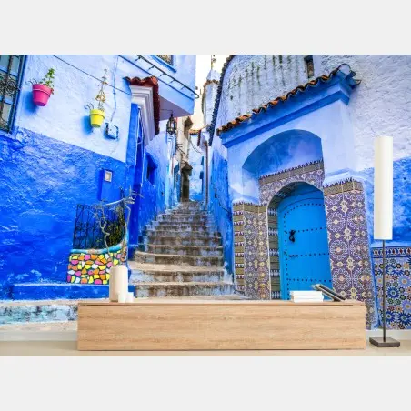 Papier peint ruelle bleue de Chefchaouen – Wallnifity®